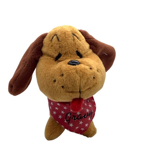 Vtg Bob Evans 1998 Gravy Plush Dog 6” Brown & Red Bandana Collectible Toy - Picture 1 of 12